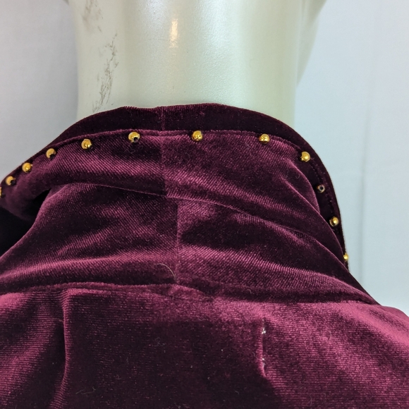 Seventh Avenue Purple Velour Jacket,Studs, Ruffles, Flared Sleeves Large - Picture 9 of 11